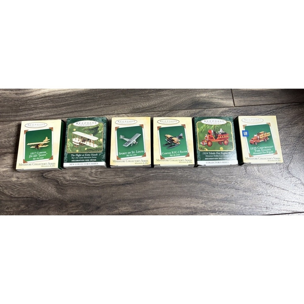 Hallmark Keepsake Airplane Ornaments Lot of 6 Sky's The Limit / Mini Fire  NIB